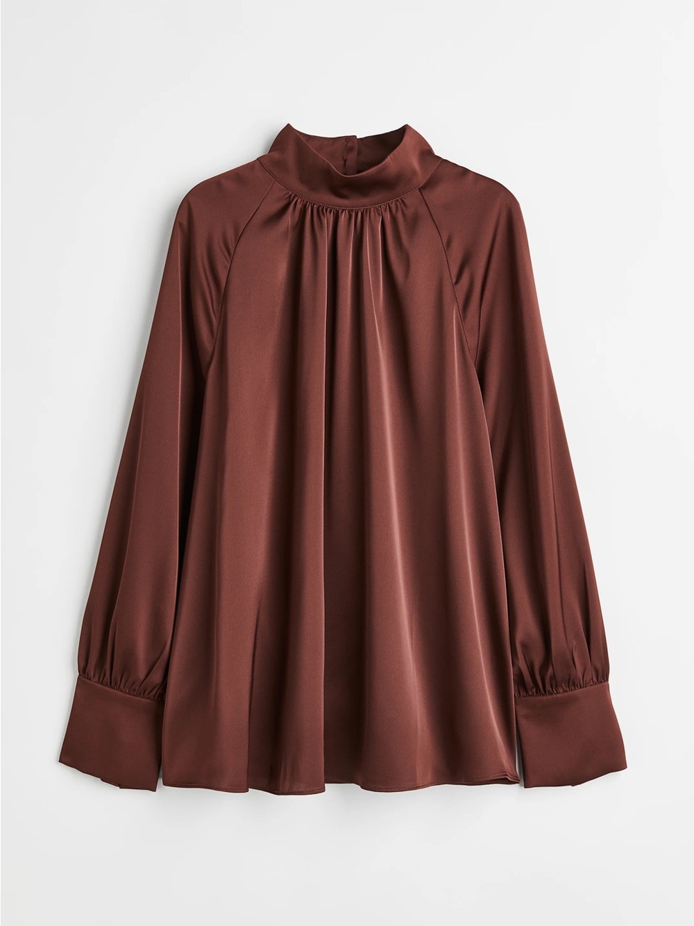 H&M Brown Satin Balloon
Sleeve High Neck Blouse